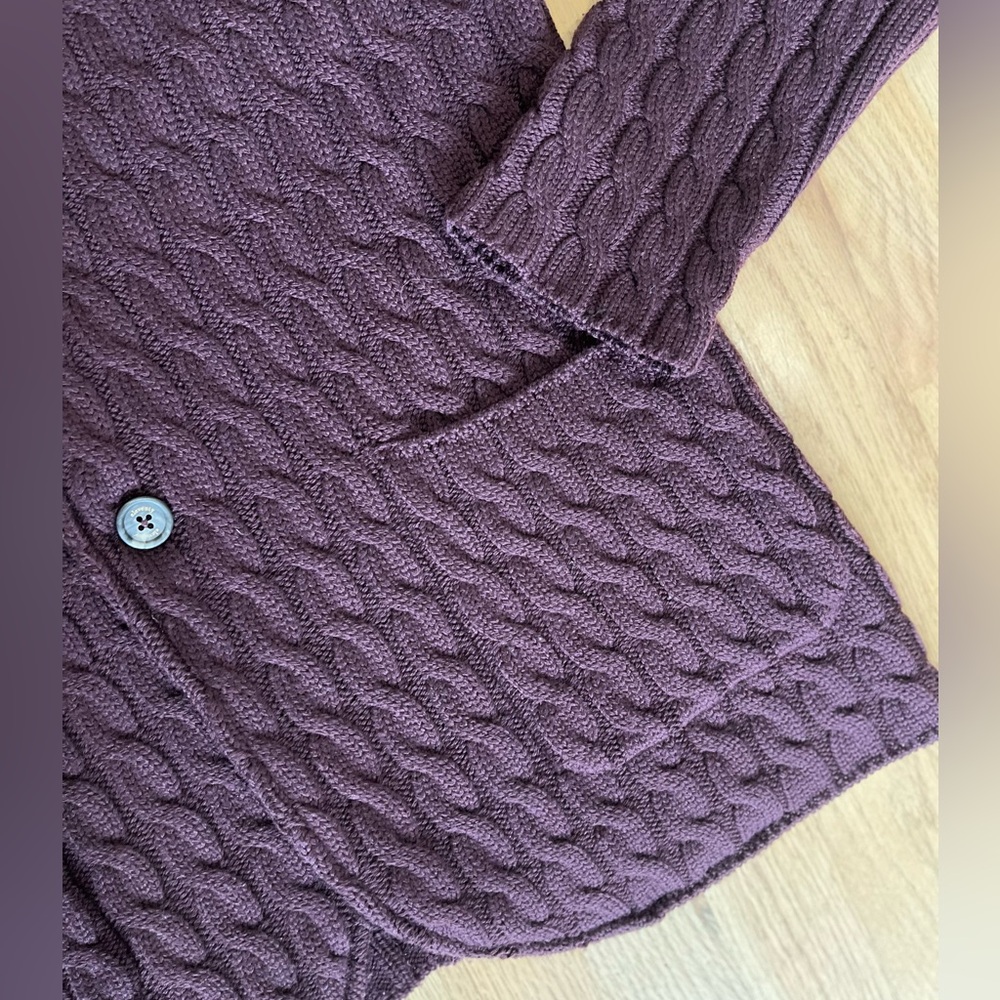 Eleventy Cable Knit Cardigan Sweater/Blazer Made in Italy Burgundy - Picture 10 of 11